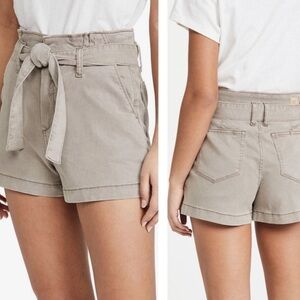 Paige 30 NEW Anessa Shorts Pleated Vintage Moss Taupe High Waist Tie Belt